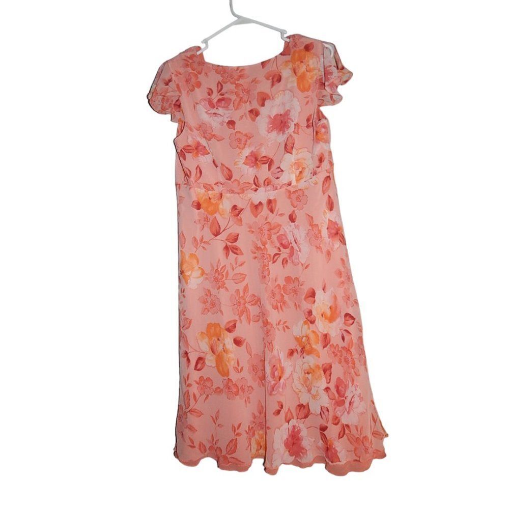 MOTHERHOOD MATERNITY women's maternity medium vintage peach floral v-neck dress - Picture 7 of 10